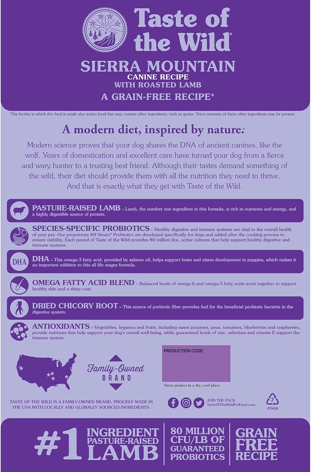Taste of the Wild Sierra Mountain Grain-Free Dry Dog Food 5 lbs - Happy Pet