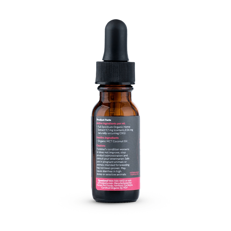 Primal Cats Organic Hemp Oil with CBG 125mg 0.5 oz - Happy Pet
