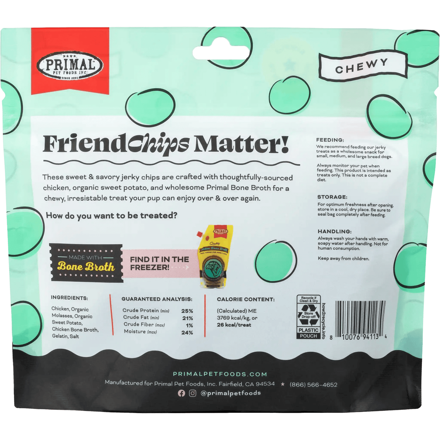 Primal Friendchips Matter! Chicken Jerky 4 oz - Happy Pet