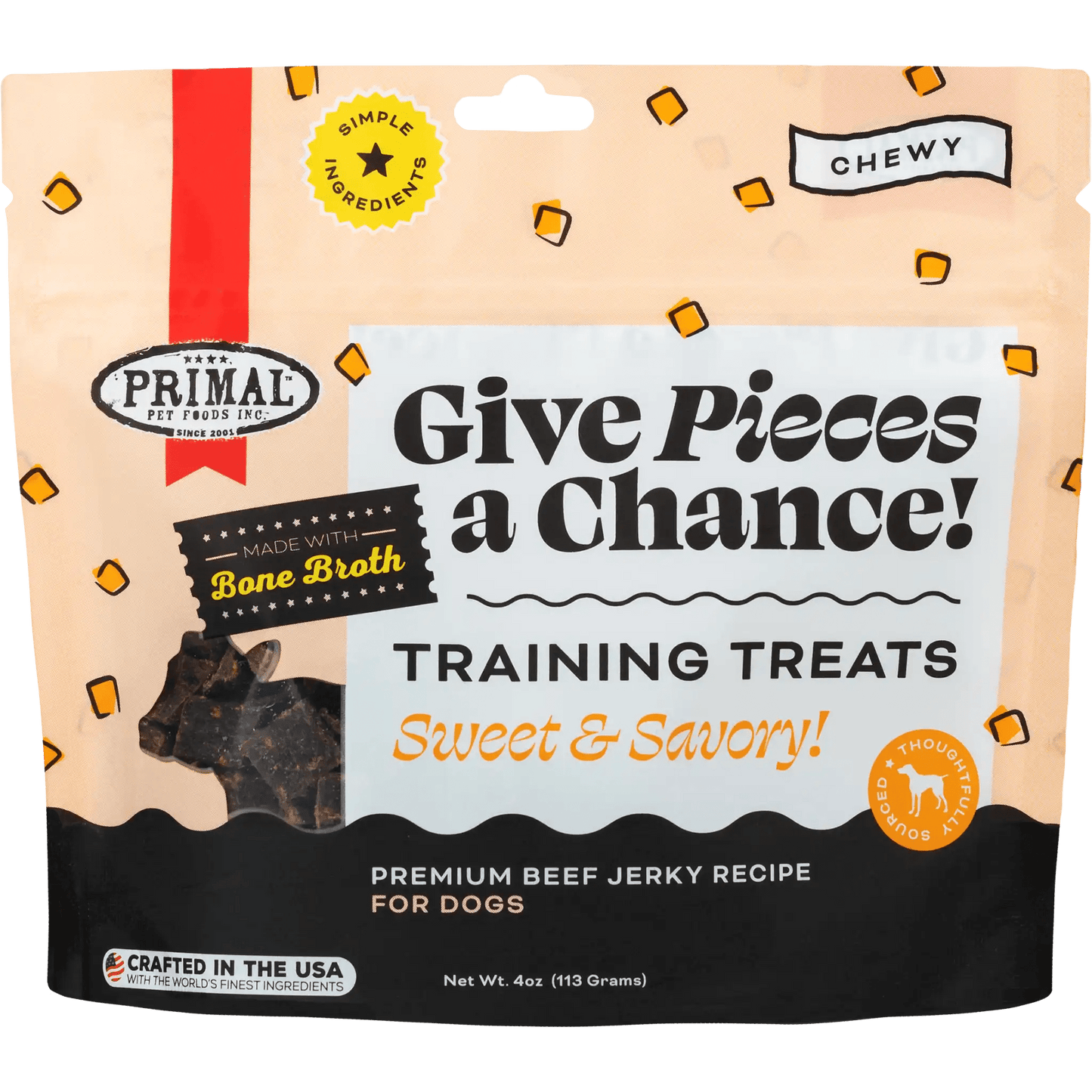 Primal Give Pieces A Chance! Beef Jerky Training Treats 4 oz - Happy Pet