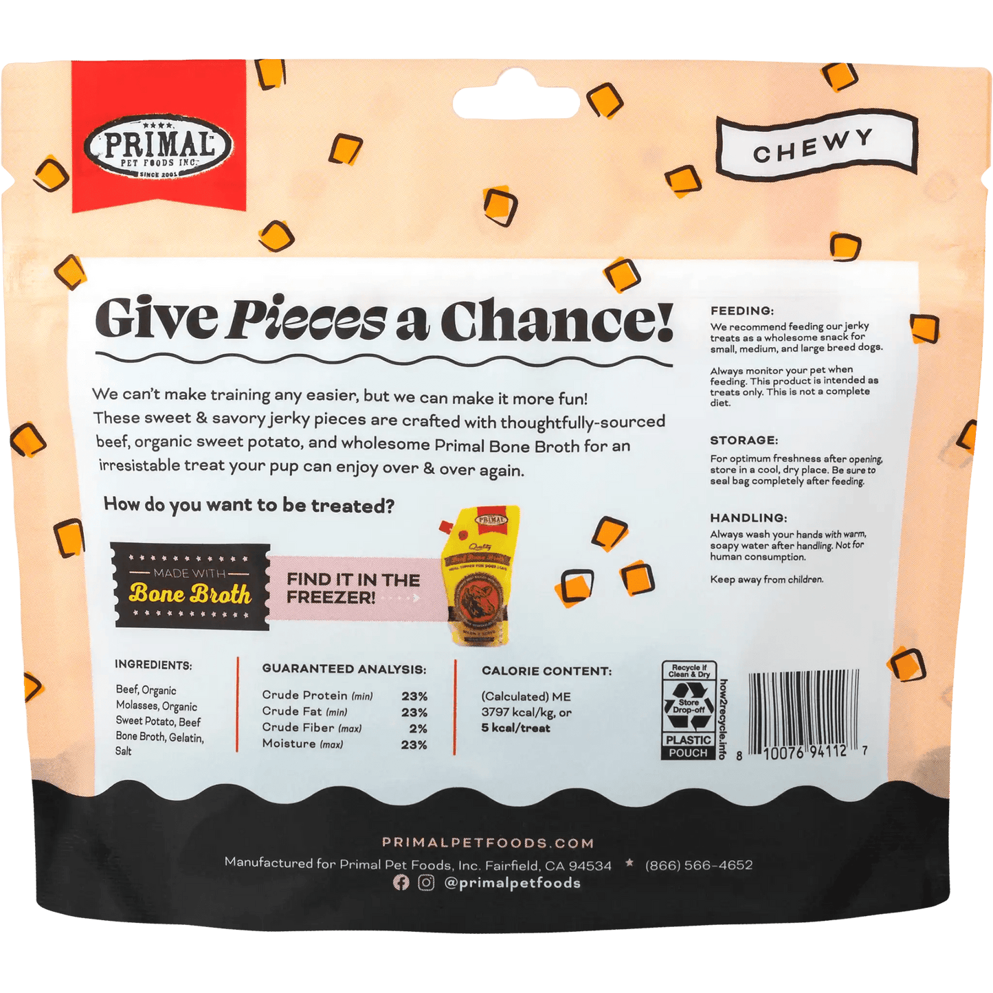 Primal Give Pieces A Chance! Beef Jerky Training Treats 4 oz - Happy Pet