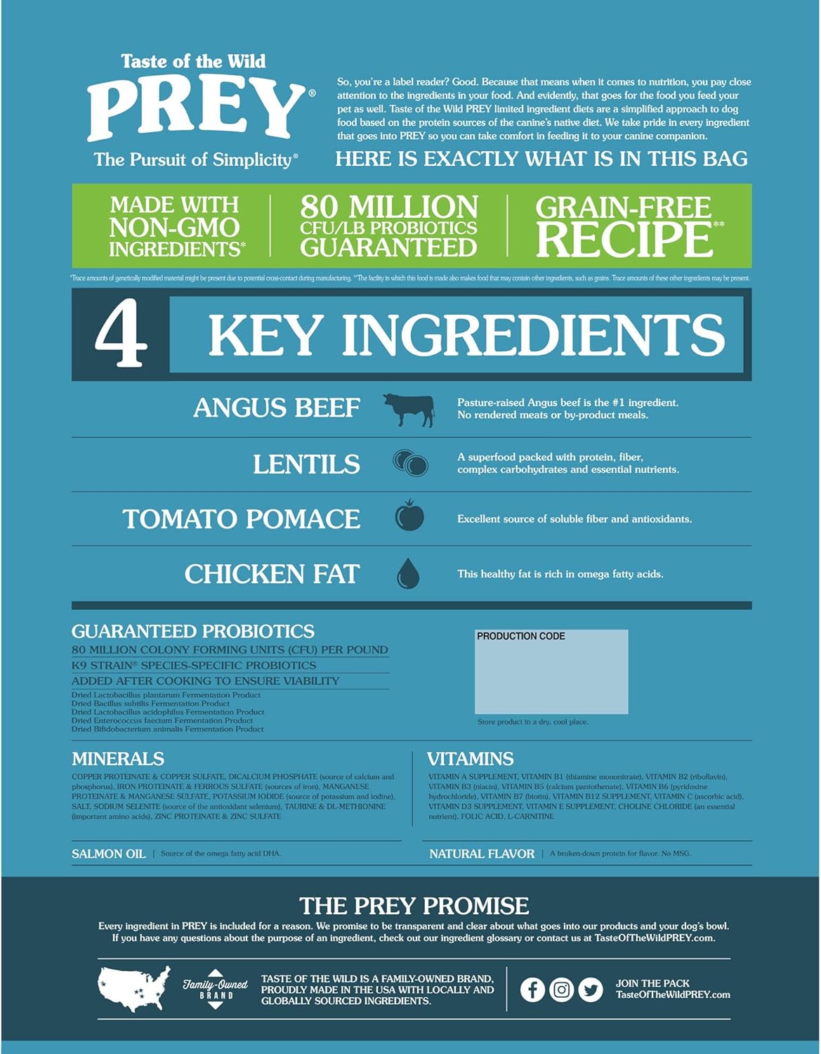 Taste of the Wild PREY Angus Beef Grain-Free Dry Dog Food 8 lbs - Happy Pet