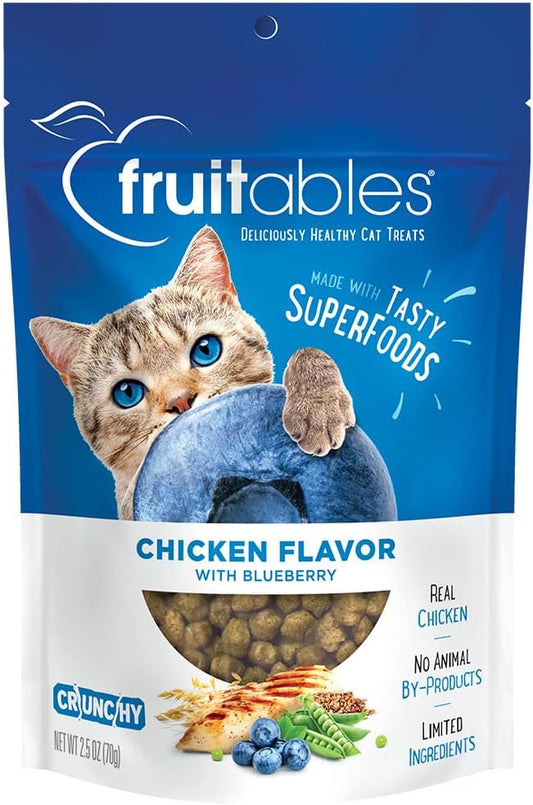 Fruitables Crunchy Cat Treats Chicken with Blueberry 2.5 oz - Happy Pet