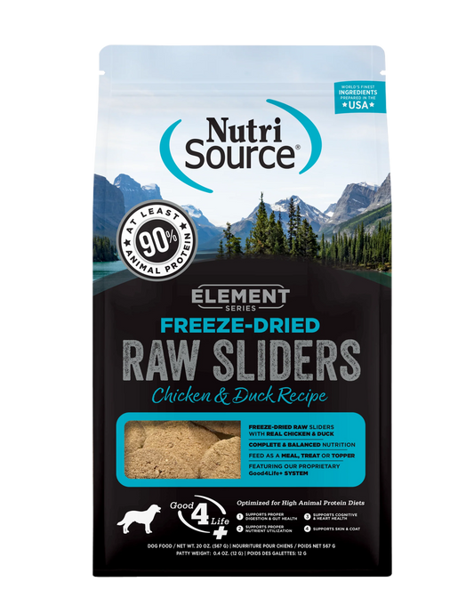 NutriSource Element Freeze - Dried Raw Sliders Chicken & Duck 20 oz - Happy Pet