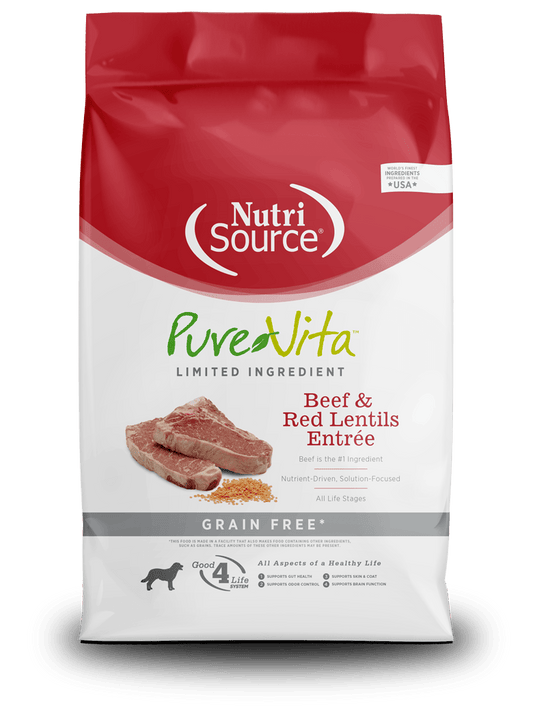 NutriSource Pure Vita Beef & Red Lentils Grain - Free 4 lbs - Happy Pet