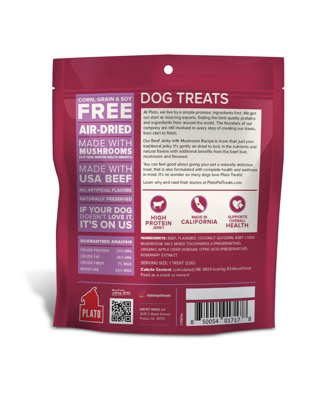 Plato Beef Jerky with Mushroom 7 oz - Happy Pet