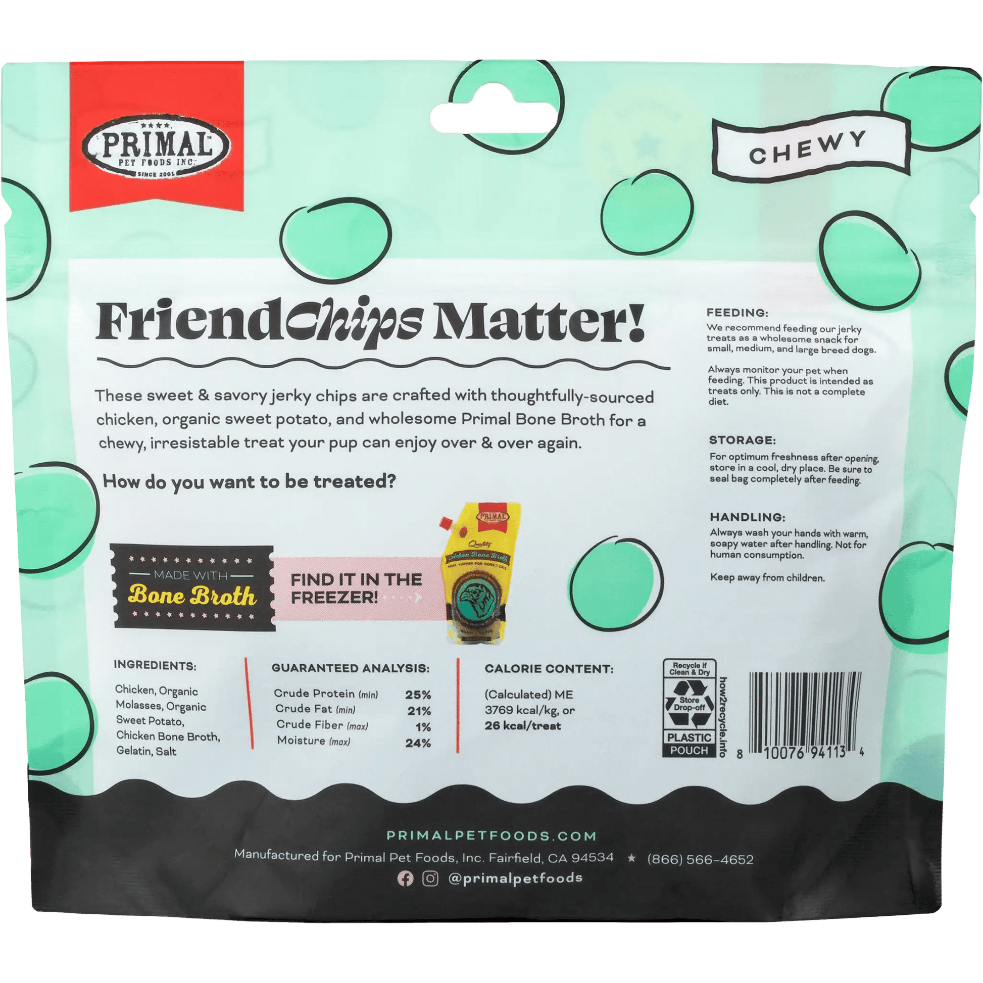 Primal Friendchips Matter! Chicken Jerky 4 oz - Happy Pet