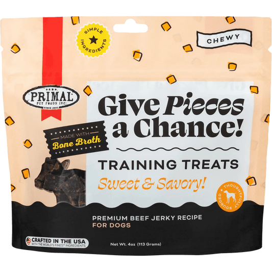 Primal Give Pieces A Chance! Beef Jerky Training Treats 4 oz - Happy Pet