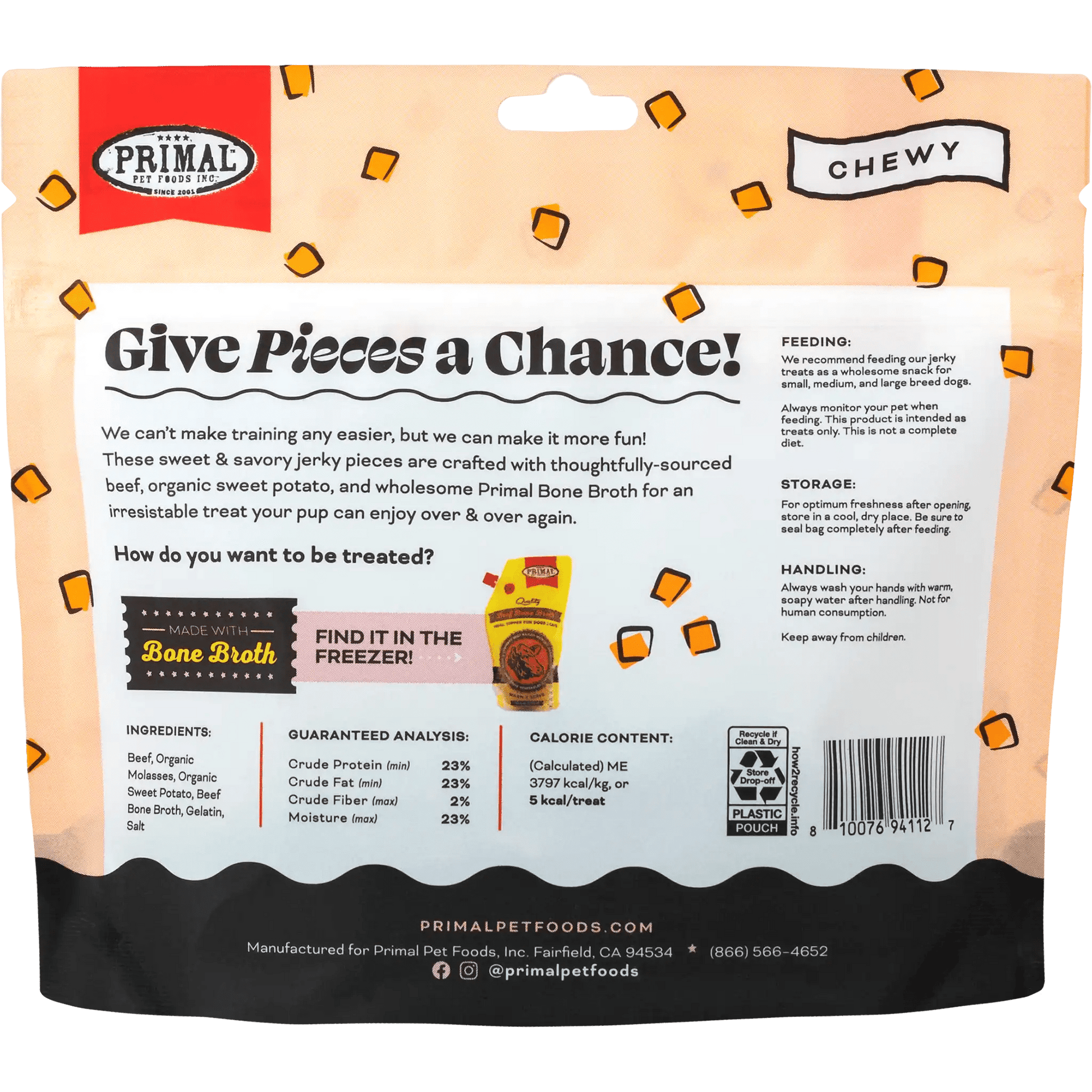 Primal Give Pieces A Chance! Beef Jerky Training Treats 4 oz - Happy Pet