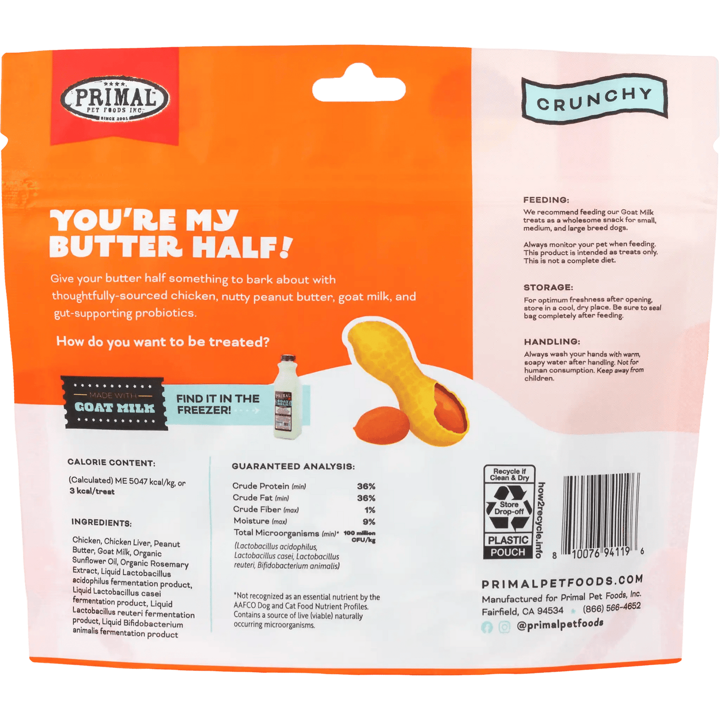 Primal You're My Butter Half! Chicken & Peanut Butter with Goat Milk 2 oz - Happy Pet