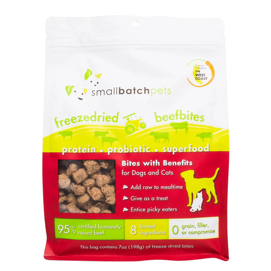 SmallBatch Freeze - Dried Beef Bites for Cats & Dogs 7 oz - Happy Pet